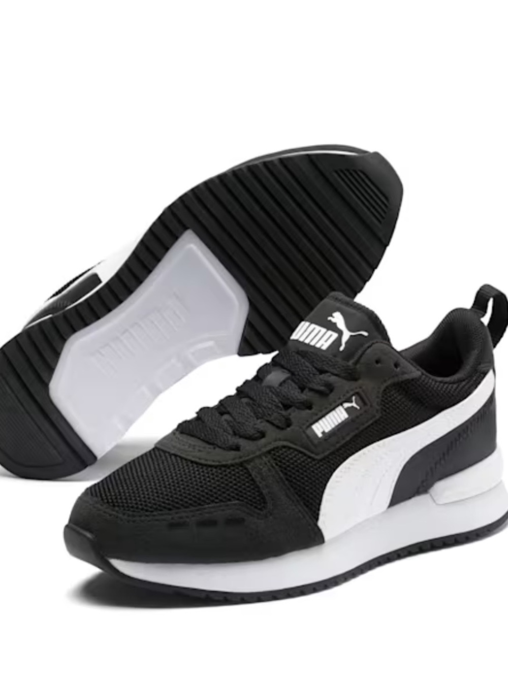 PUMA R78 Sneakers black and white unisex size 4 new comfort active kids youth